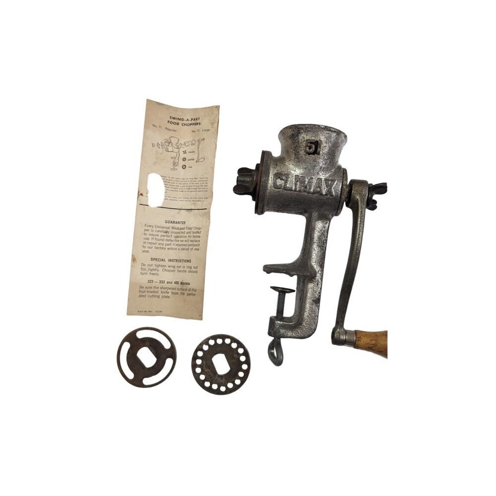 Vintage‎ Climax 51 Food Meat Chopper Universal Union Mfg Co No 1551 Box Manual